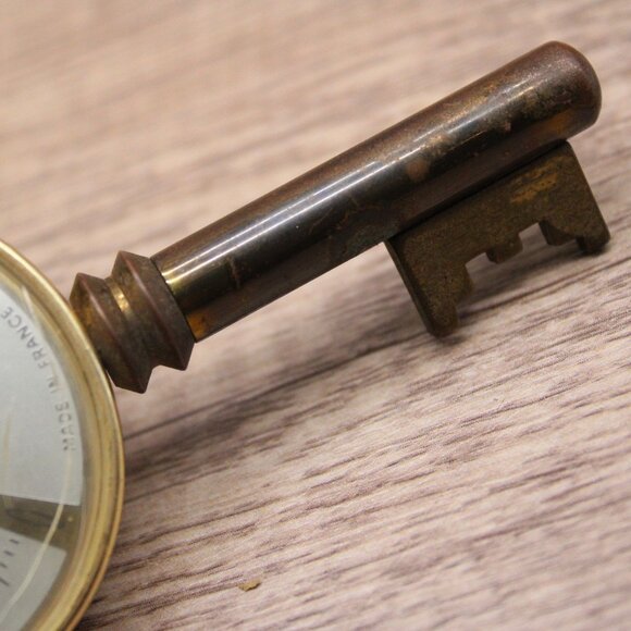 Vintage Made In France Key Shaped Brass Thermometer Retro Rare - Picture 3 of 7